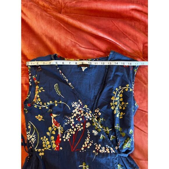 Boho Floral Cotton Wrap Dress – Blue Bird Print – Size Large by Solaris - Picture 12 of 14